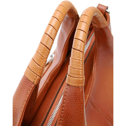 Women Satchels Genuine Leather Top Handle Handbags Large Work Tote Shoulder Bags Crossbody Purses Brown