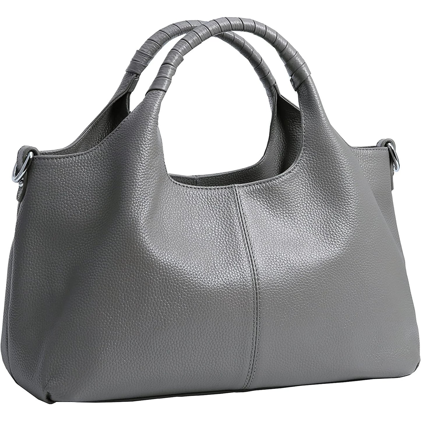 Women Top Handle Satchels Leather Handbags Large Capacity Work Tote Shoulder Crossbody Bags Gray
