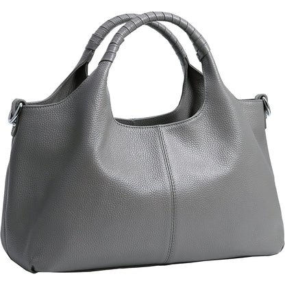 Women Top Handle Satchels Leather Handbags Large Capacity Work Tote Shoulder Crossbody Bags Gray