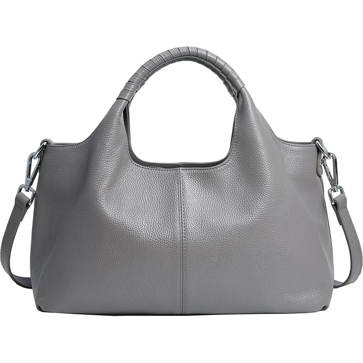 Women Top Handle Satchels Leather Handbags Large Capacity Work Tote Shoulder Crossbody Bags Gray