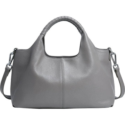 Women Top Handle Satchels Leather Handbags Large Capacity Work Tote Shoulder Crossbody Bags Gray