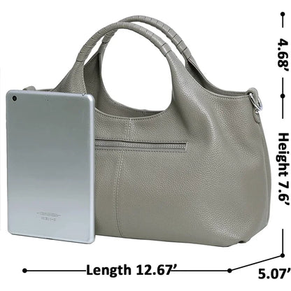 Women Top Handle Satchels Leather Handbags Large Capacity Work Tote Shoulder Crossbody Bags Gray