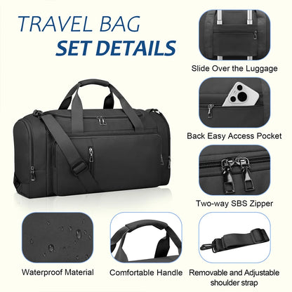 Gym Bag Convertible Duffle Bag with Shoes Compartment and Wet Pocket, Gym Backpack Waterproof Sports Bags for Men with 2 Bottle Holders Multipurpose Weekender Overnight Bag -Black
