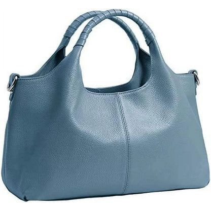 Women Top Handle Satchels Leather Handbags Large Capacity Work Tote Shoulder Crossbody Bags Sky Blue