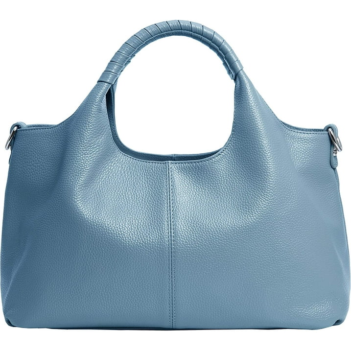 Women Top Handle Satchels Leather Handbags Large Capacity Work Tote Shoulder Crossbody Bags Sky Blue
