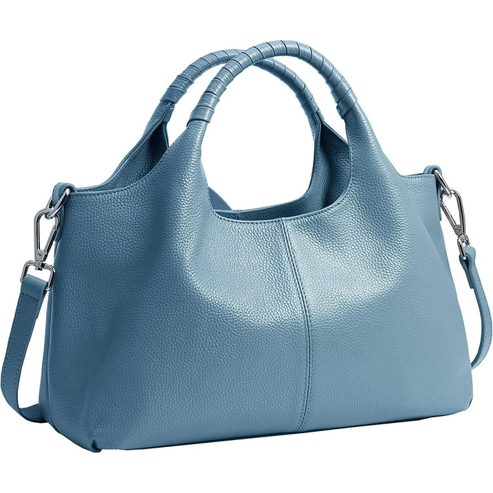 Women Top Handle Satchels Leather Handbags Large Capacity Work Tote Shoulder Crossbody Bags Sky Blue