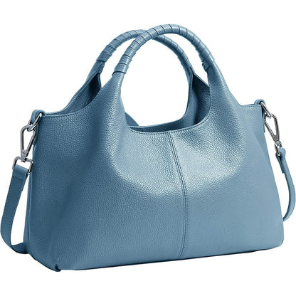 Women Top Handle Satchels Leather Handbags Large Capacity Work Tote Shoulder Crossbody Bags Sky Blue