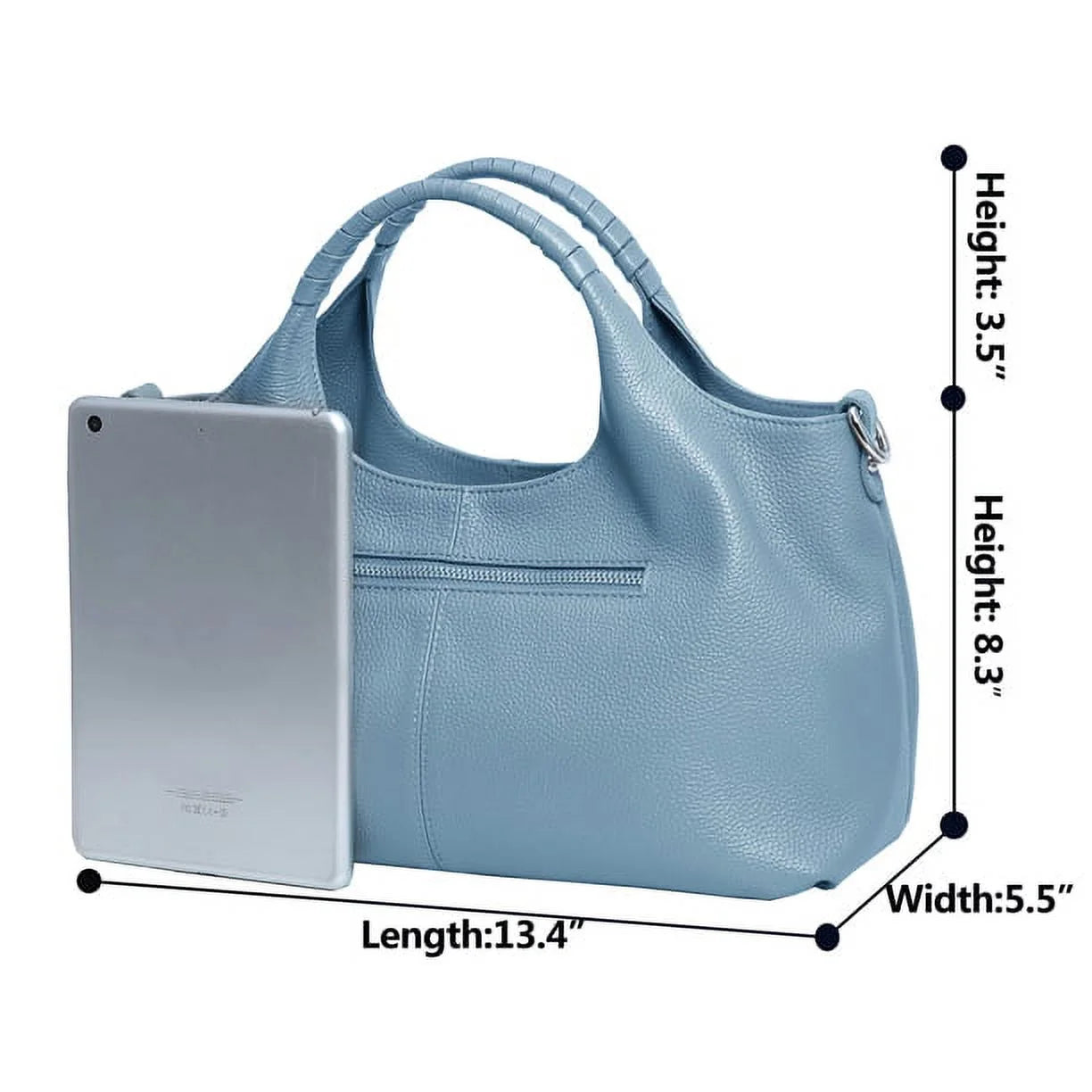 Women Top Handle Satchels Leather Handbags Large Capacity Work Tote Shoulder Crossbody Bags Sky Blue