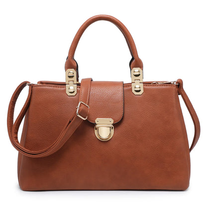Women Satchel Handbags Top Handle Purse Medium Tote Bag Vegan Leather Shoulder Bag Brown