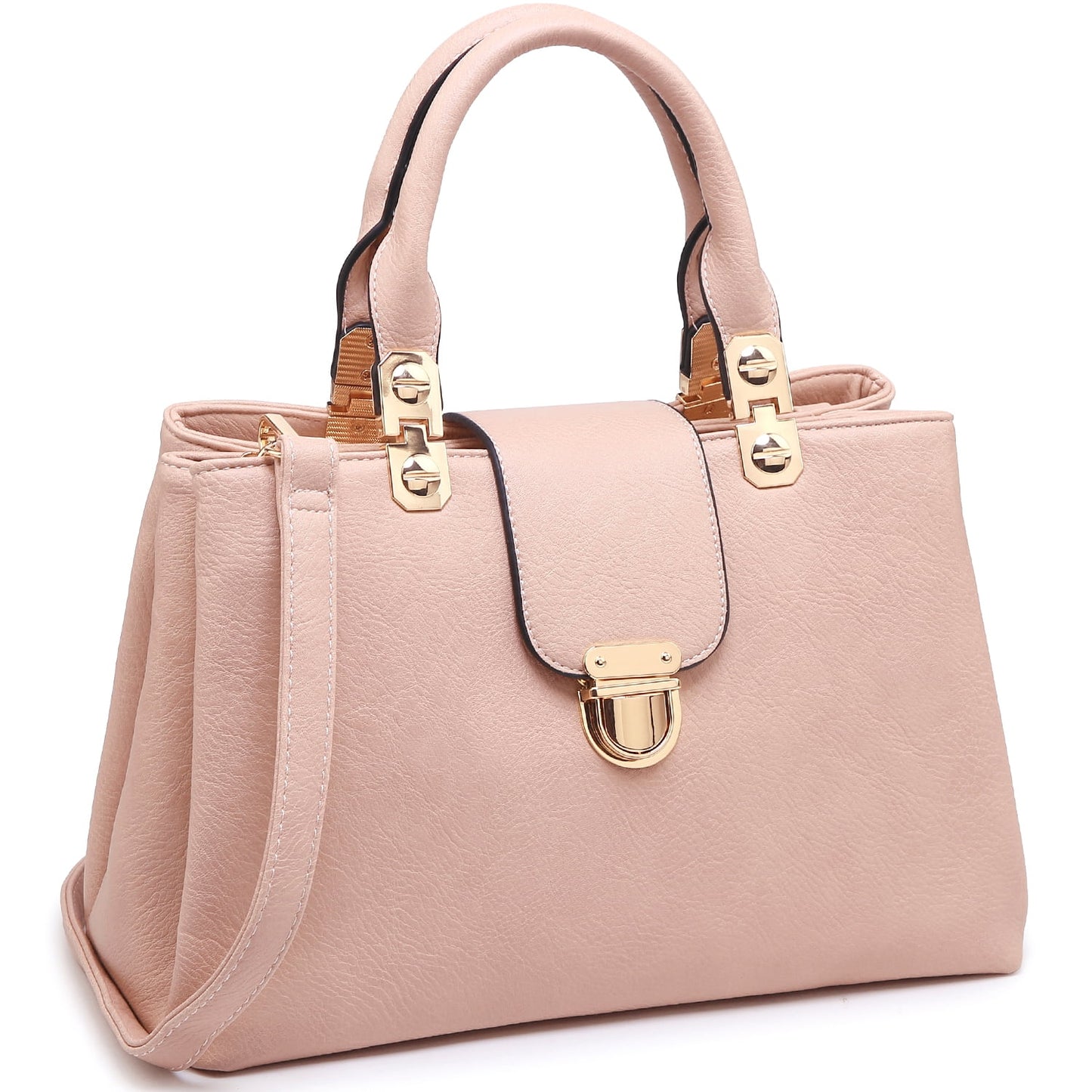 Women Satchel Handbags Top Handle Purse Medium Tote Bag Vegan Leather Shoulder Bag Pink