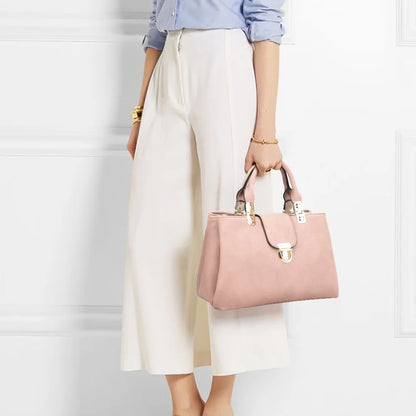 Women Satchel Handbags Top Handle Purse Medium Tote Bag Vegan Leather Shoulder Bag Pink
