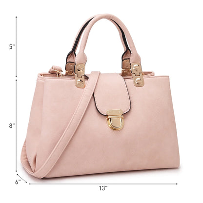Women Satchel Handbags Top Handle Purse Medium Tote Bag Vegan Leather Shoulder Bag Pink