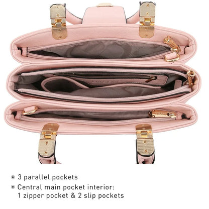 Women Satchel Handbags Top Handle Purse Medium Tote Bag Vegan Leather Shoulder Bag Pink