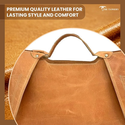 Genuine Leather Purse, Travel Handbag, Tote Bag for Women Camel Brown
