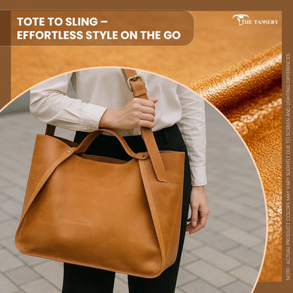 Genuine Leather Purse, Travel Handbag, Tote Bag for Women Camel Brown