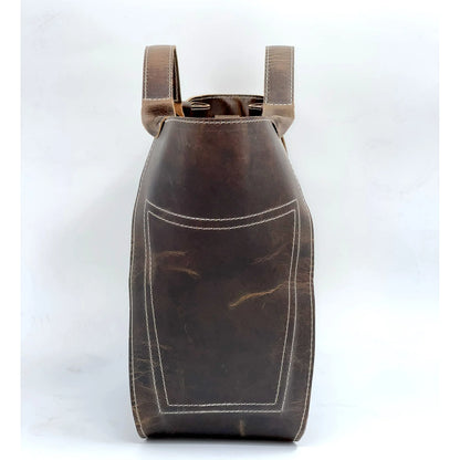 Genuine Leather Purse Travel Handbag Designer Shoulder Tote Bag for Women Dark Brown