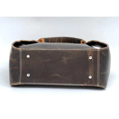 Genuine Leather Purse Travel Handbag Designer Shoulder Tote Bag for Women Dark Brown